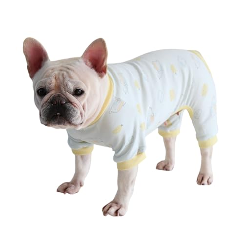 Fat Dog Pyjama, französische Bulldogge, Frühling und Herbst, vierbeinige Kleidung, Mops, Anti-Haar-Overall, Einteiler, Kostüm für Katzen, kleine, mittelgroße Hunde, Größe L, Hellblau von MeiAOBest