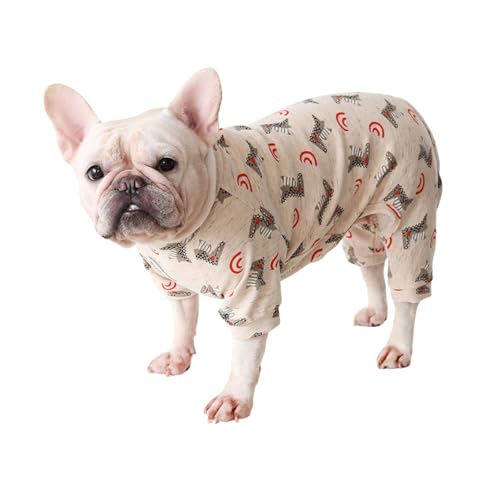 Fette Hundekleidung, weiche Baumwolle, französische Bulldogge, Pyjama, Mops, vierbeinig, Einteiler, Kostüm für Katzen, Welpen, kleine, mittelgroße Hunde, Größe S (Orange) von MeiAOBest