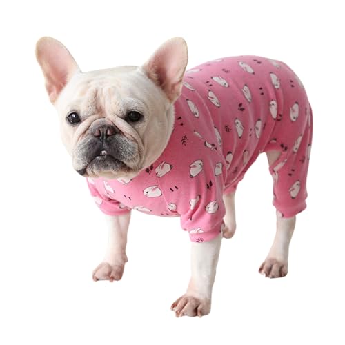 Fette Hundekleidung, weiche Baumwolle, französische Bulldogge, Pyjama, Mops, vierbeinig, Einteiler, Kostüm für Katzen, Welpen, kleine, mittelgroße Hunde, Größe XS (Rosa) von MeiAOBest