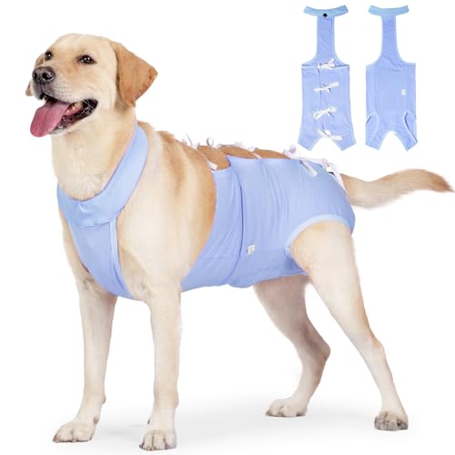 Genesungsanzug für Hunde, zum Schnüren, verstellbarer Bauchschutz, postoperative Kleidung, Haustier nach Operationen, für Katzen, Welpen, kleine, mittelgroße und große Hunde, Größe L, Blau von MeiAOBest