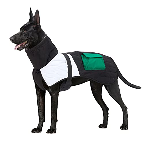 Großer Hundemantel, warme Winterjacke, winddichte Haustierkleidung, Hundejacke, wasserdicht, Outfit für mittelgroße und große Hunde (Größe L, Schwarz) von MeiAOBest