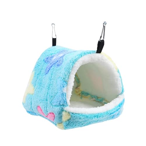 Hamsternest, warmes Fleece-Bett für kleine Haustiere, zum Aufhängen für Meerschweinchen, Hamster, Igel, Eichhörnchen, Chinchilla und kleine Haustiere, M (Sternblau) von MeiAOBest