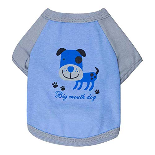 Haustier-Hunde-T-Shirt, Baumwolle, Raglan-Weste, Kostüm, weich, atmungsaktiv, Welpen, Kleidung, Hunde, Outdoor, T-Shirts für kleine Hunde, mittelgroße Hunde (Blau, L) von MeiAOBest