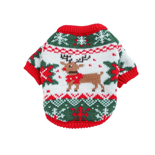 Haustier-Strickpullover, Weihnachtsstrickpullover für kleine Hunde, kaltes Wetter, Katzen-/Hundepullover, niedliches Haustierkostüm für Welpen, kleine, mittelgroße Hunde, Größe S (Weihnachten 2) von MeiAOBest