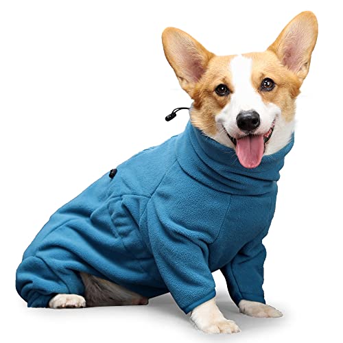 MeiAOBest Hund Dicke Fleece Warme Pullover Mit Reißverschluss, Haustier Winter Warme Vierbeinige Onesies Mantel, Hund Winddichte Jumpsuits Für Kleine Mittlere Große Hund_M(Türkis) von MeiAOBest