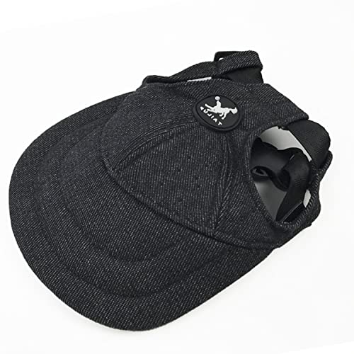 Hunde-Baseballhut, verstellbar mit Ohrlöchern, Outdoor-Sport, Hunde-Sonnenkappe, Welpen-Schirmmützen für alle Jahreszeiten, Größe L (Denim-Schwarz) von MeiAOBest