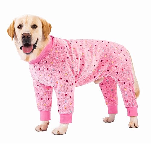 Hunde-Genesungsanzug, Haustier-Winter-Schlafanzug, warm, vierbeinig, nach Operationen, Anti-Haarausfall, Einteiler für kaltes Wetter, Haustierpullover, Einteiler für mittelgroße und große Hunde, Rosa von MeiAOBest