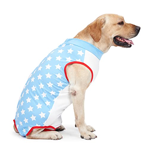 Hunde-Genesungsanzug, postoperativer Einteiler, Anti-Lecken Haustierkleidung, Angstwickel, Wundschutz, Haustier-Shirt für Hunde, 3XL (blauer Stern) von MeiAOBest