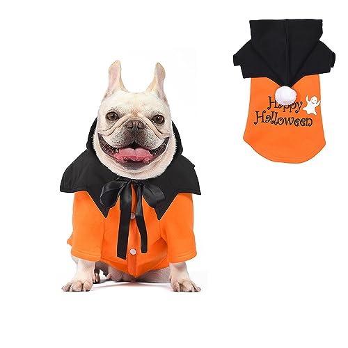 Hunde-Halloween-Kostüm, Welpen-Kürbis-Kapuzenpullover, Winterkleidung, Sweatshirt, Haustier-Kapuzenmantel, Jacken für kleine und mittelgroße Hunde, Größe XL, Orange von MeiAOBest