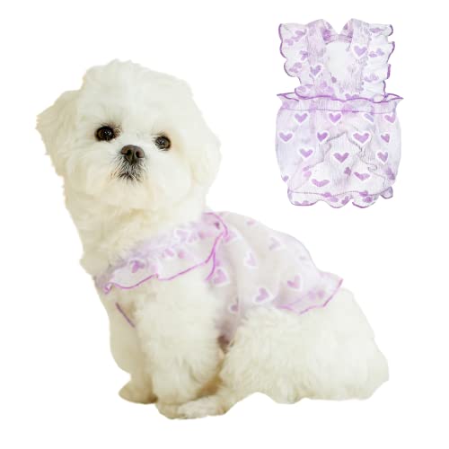 Hunde-Herz-Garnkleid, niedlich, glitzernd, Sommer-Hundeweste, Tutu, Haustierkleidung, Rock für Katzen, Welpen, kleine, mittelgroße Hunde, Größe M (lila) von MeiAOBest