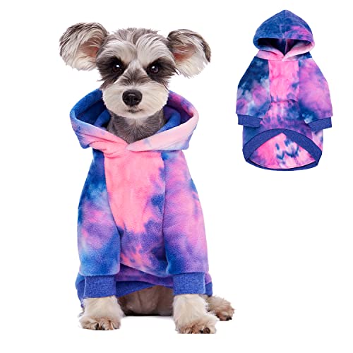 Hunde-Kapuzenpullover, Hunde-Winter, warme Kleidung, Haustier-Kapuzenpullover, Hunde-Outfit, Mantel für kleine, mittelgroße und große Hunde, Rosa, Blau (S) von MeiAOBest