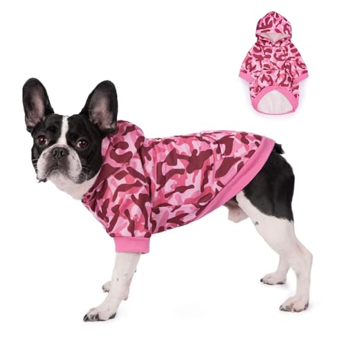 Hunde-Kapuzenpullover, warm, bequem, Camouflage-Pullover, Sweatshirt, Hundepullover für Katzen, Welpen, kleine und mittelgroße Hunde, Größe XXL (rosa Camouflage) von MeiAOBest