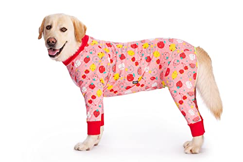 Hunde-Pyjama-Overall für mittelgroße und große Hunde, leichtes Baumwoll-Shirt, Anti-Haar-Hunde-Einteiler nach Operationen, Hundeerholungskleidung, 30 (Pink) von MeiAOBest