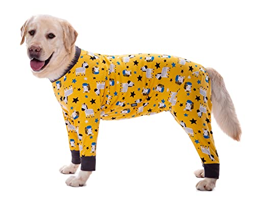 Hunde-Schlafanzug für mittelgroße und große Hunde, leicht, Baumwolle, Anti-Haar-Hunde-Einteiler nach Operationen, Hunde-Erholungskleidung_26#(Gelb Zebra) von MeiAOBest
