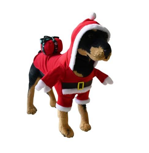 Hunde-Weihnachtskostüm, Haustier-Weihnachts-Cosplay-Kleidung mit Geschenkbox, Hundeurlaubsparty, Outfit für kleine, mittelgroße und große Hunde, Größe XXL (tragen) von MeiAOBest