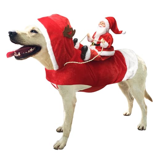 Hunde-Weihnachtsmann-Kostüm, Haustier-Weihnachtskleidung, Weihnachtsmann, Schneemann, Reitkleidung, Haustier-Urlaubsparty, Cosplay-Kostüme für kleine, mittelgroße und große Hunde, Größe L, Rot von MeiAOBest