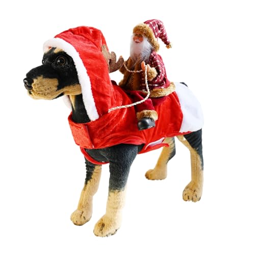 Hunde-Weihnachtsmann-Kostüm, Haustier-Weihnachtskleidung, Weihnachtsmann, Schneemann, Reitkleidung, Haustier-Urlaubsparty, Cosplay-Kostüme für kleine, mittelgroße und große Hunde, Größe M, Rot und von MeiAOBest