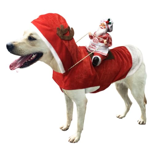 Hunde-Weihnachtsmann-Kostüm, Haustier-Weihnachtskleidung, Weihnachtsmann, Schneemann, Reitkleidung, Haustier-Urlaubsparty, Cosplay-Kostüme für kleine, mittelgroße und große Hunde, Größe XXL (Chef) von MeiAOBest