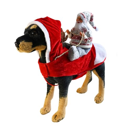 Hunde-Weihnachtsmann-Kostüm, Haustier-Weihnachtskleidung, Weihnachtsmann, Schneemann, Reitkleidung, Haustier-Urlaubsparty, Cosplay-Kostüme für kleine, mittelgroße und große Hunde_S (grau) von MeiAOBest