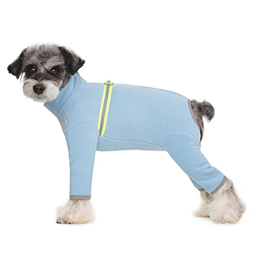 Hunde-Winterkleidung, Welpen-Einteiler aus Fleece, warm, langärmelig, mit D-Ring, für kaltes Wetter, für kleine bis mittelgroße Hunde, 2XL (Himmelblau) von MeiAOBest