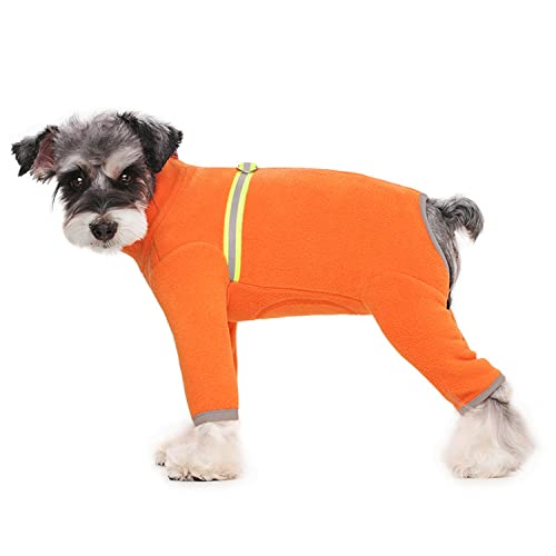 Hunde-Winterkleidung, Welpen-Einteiler aus Fleece, warm, langärmelig, mit D-Ring, für kaltes Wetter, für kleine bis mittelgroße Hunde, 2XL (Orange) von MeiAOBest