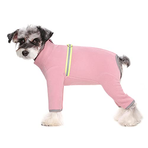 Hunde-Winterkleidung, Welpen-Einteiler aus Fleece, warm, langärmelig, mit D-Ring, für kaltes Wetter, für kleine bis mittelgroße Hunde, Größe M (Rosa) von MeiAOBest