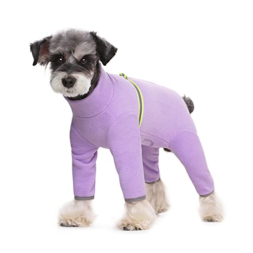 Hunde-Winterkleidung, Welpen-Einteiler aus Fleece, warm, langärmelig, mit D-Ring, für kaltes Wetter, für kleine bis mittelgroße Hunde, Violett von MeiAOBest