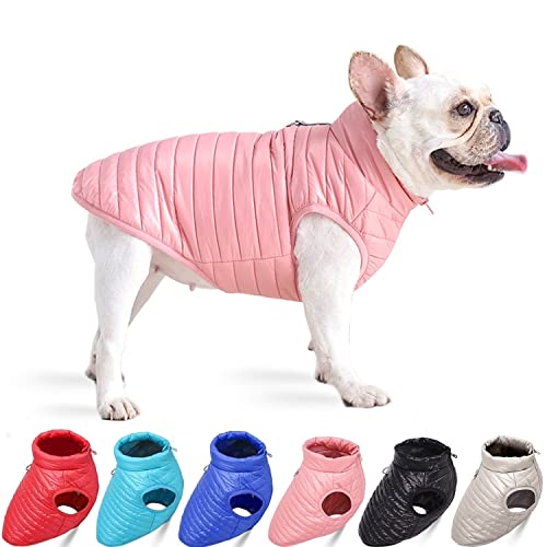 Hunde-Wintermantel mit D-Ring, superleichte kleine Hunde, warmer Mantel, Reißverschluss, wasserdicht, für Haustiere, Katzen, warme Jacke für kleine, mittelgroße Hunde, Rosa (S) von MeiAOBest