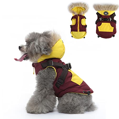 Hundegeschirr, Kleidung, winddichter Mantel, Winter, warme Hundejacke mit Reißverschluss, Winter-Baumwollmäntel für kleine, mittelgroße Hunde, Braun (2XL) von MeiAOBest