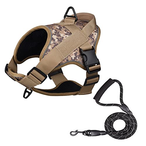 Hundegeschirr, verstellbar, reflektierendes Training, einfache Kontrolle, Haustierweste, Service-Hundegeschirr für kleine, mittelgroße und große Hunde, XL (Gelb Camouflage) von MeiAOBest