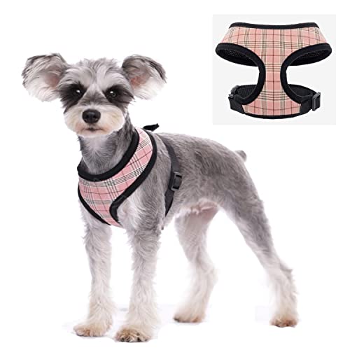 Hundegeschirr-Set mit Leine, weiches Baumwollkariert, für kleine Hunde, Haustierweste, Geschirre für Katzen, Welpen, Samll Hunde, mittelgroße Hunde (Pink, S) von MeiAOBest