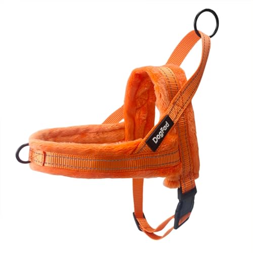 Hundegeschirr aus Plüsch, verstellbar, für kaltes Wetter, Haustiergeschirr für kleine, mittelgroße und große Hunde, Größe S (orange) von MeiAOBest