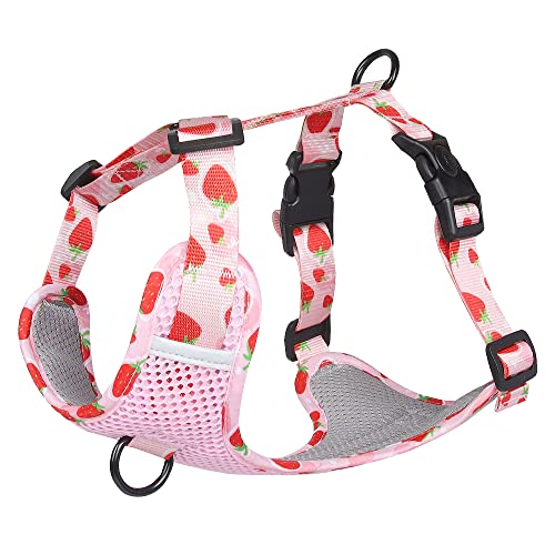 Hundegeschirr für den Sommer, kein Ziehen, verstellbar, atmungsaktiv, mit D-Ring, reflektierend, Gurtband, Spaziergehgeschirr für kleine, mittelgroße und große Hunde, XL (Rosa) von MeiAOBest