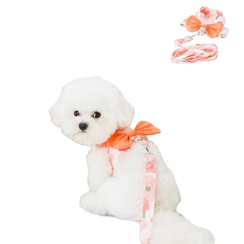 Hundegeschirr für kleine Hunde, Sommer-Blumenmuster, Prinzessinnen-Kleidung mit Schleife, weich, bequem, Tutu-Weste, Haustierbekleidung für Katzen, Welpen, kleine, mittelgroße Hunde, Größe S (Rosa) von MeiAOBest