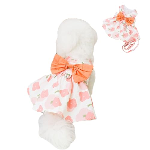 Hundegeschirr für kleine Hunde, Sommer-Blumenmuster, Prinzessinnenrock mit Schleife, weich, bequem, Tutu-Weste, Haustierkleidung für Katzen, Welpen, kleine, mittelgroße Hunde, Größe M, Rosa von MeiAOBest