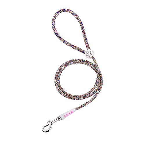 Hundehalsband mit Glocke und niedlicher Erkennung, glänzende Kristall-Strass-Hundehalsband, Designer-Halsband für Katzen, Welpen, kleine, mittelgroße Hunde, buntes Seil (120 cm) von MeiAOBest