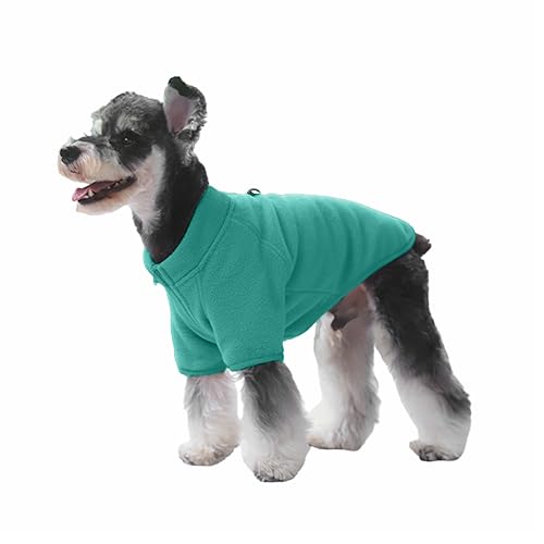 Hundejacke für kleine Hunde, Pullover mit D-Ring, Polarfleece-Pullover mit Reißverschluss, warm, für den Winter, für Welpen, kleine Hunde, Mädchen, Jungen, Größe L (Feldgrün) von MeiAOBest