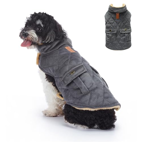 Hundejacke mit Traktionslöchern, winddichte warme Weste für kaltes Wetter, Hundemantel, Baumwollkostüm für Welpen, kleine und mittelgroße Hunde, Größe XL (Stil 1: Dunkelgrau) von MeiAOBest