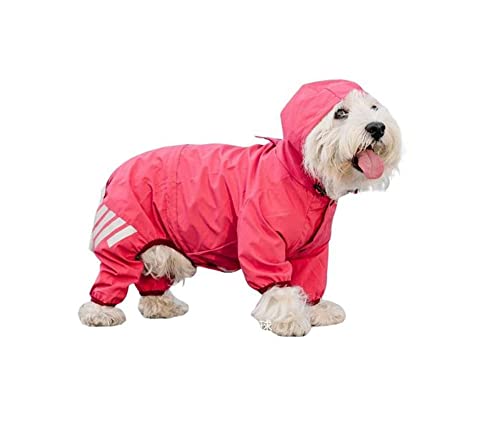 Hundemantel, wasserdicht, leicht, Regenbekleidung, Hunde-Regenponcho mit reflektierendem Streifen und Traktionsseilloch für Welpen, kleine, mittelgroße Hunde, M (Rosa) von MeiAOBest