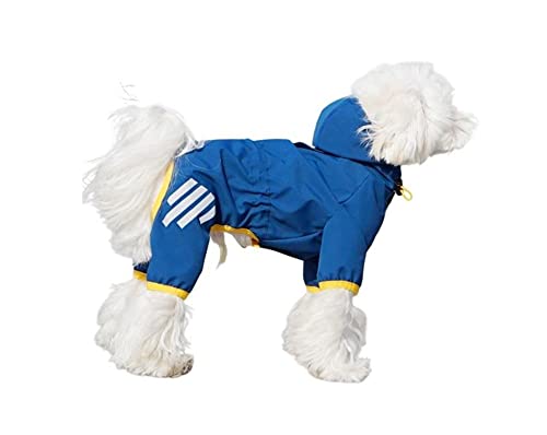 Hundemantel, wasserdicht, leicht, Regenbekleidung, Hunde-Regenponcho mit reflektierendem Streifen und Traktionsseilloch für Welpen, kleine, mittelgroße Hunde, M (blau) von MeiAOBest