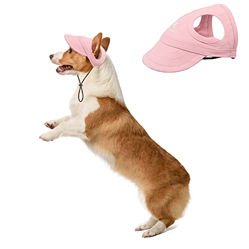 Hundemütze mit Ohrlöchern, verstellbare Hunde-Baseballkappe, verstellbare Sommer-Reise-Sportmütze für kleine, mittelgroße Hunde_S (Rosa) von MeiAOBest