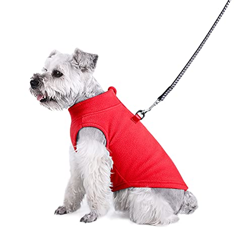 Hundepullover für kleine Hunde, weiches Fleece, für Welpen, Kätzchen, mit Reißverschluss, Winterkleidung, warme Jacke, Mantel, Bekleidung,Chihuahua (Größe XL: Brustumfang 57.9 cm, rot) von MeiAOBest