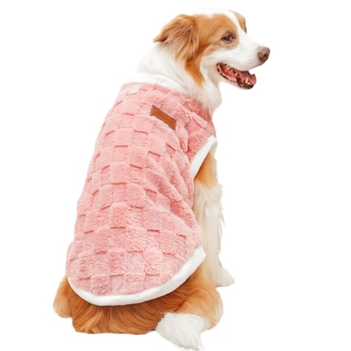 Hundepullover mit D-Ring, klassischer karierter Hunde-Winterpullover, Sweatshirts, kaltes Wetter, warme Weste, Weihnachts-Outfits für kleine, mittelgroße und große Hunde, Größe 6XL (Rosa) von MeiAOBest