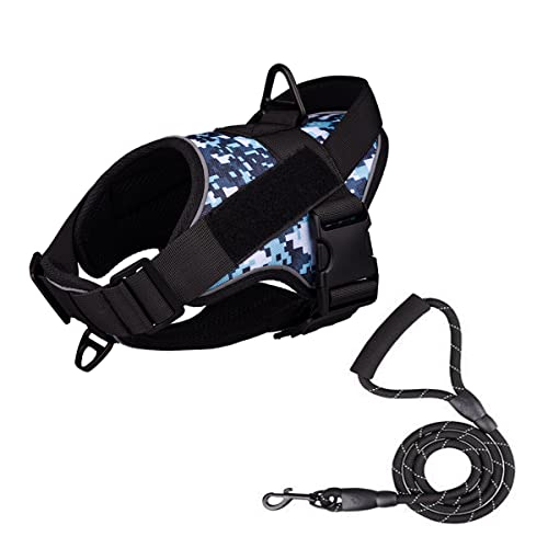 Hundetrainingsgeschirr, verstellbar, reflektierend, einfache Kontrolle, Haustierweste, Service-Hundegeschirr für kleine, mittelgroße und große Hunde, XL (Blau Camo) von MeiAOBest