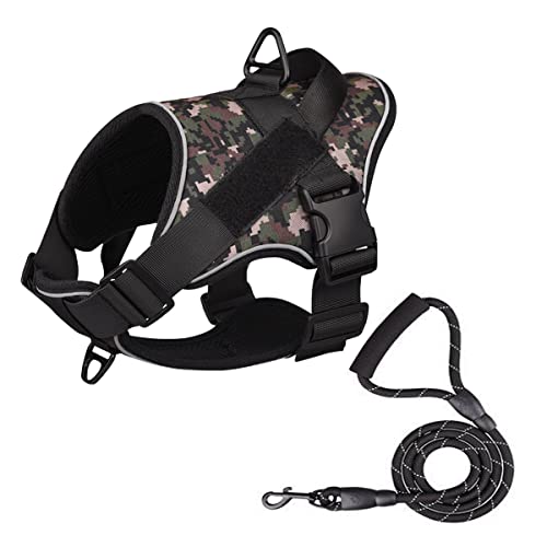 Hundetrainingsgeschirr, verstellbar, reflektierend, einfache Kontrolle, Haustierweste, Service-Hundegeschirr für kleine, mittelgroße und große Hunde, XL (Grün Camouflage) von MeiAOBest