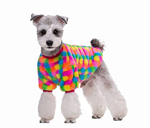 Kleiner Hundebekleidung, Regenbogen-Fleece-Pullover, Hunde-Winter, warmer Einteiler, Pyjama, Haustier, bunter Mantel für kaltes Wetter, für Katzen, kleine, mittelgroße Hunde_S von MeiAOBest