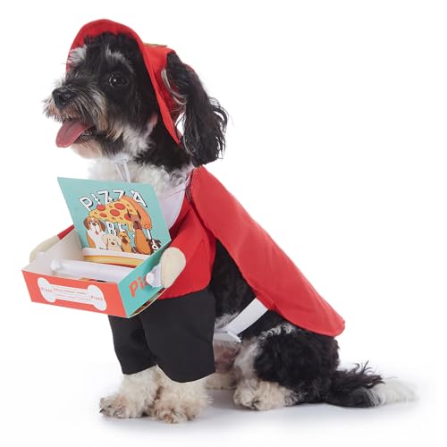 Kostüm für kleine Hunde, Halloween, Weihnachten, Cosplay, Kleidung, lustig, Party-Verkleidung, Requisiten für Katzen, Welpen, kleine Hunde, M (Pizza Deliveryman) von MeiAOBest