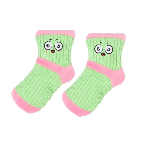 MeiAOBest 2 x Hundesocken, Geräuschspielzeug, niedliches Kauspielzeug für Hunde, Plüsch, Quietschspielzeug, interaktive Zahnreinigungssocken für kleine und mittelgroße Hunde, Grün von MeiAOBest