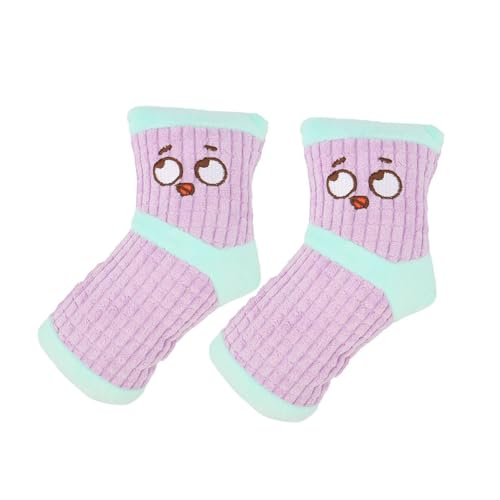 MeiAOBest 2 x Hundesocken, Geräuschspielzeug, niedliches Kauspielzeug für Hunde, Plüsch, Quietschspielzeug, interaktive Zahnreinigungssocken für kleine und mittelgroße Hunde, Lila von MeiAOBest