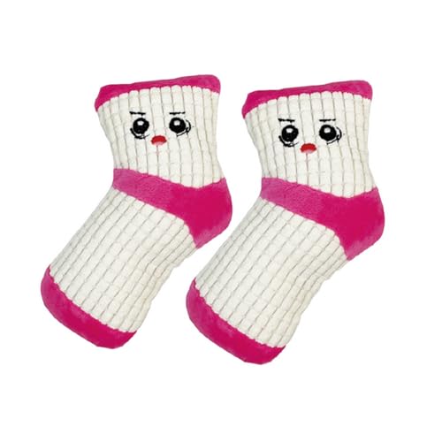 MeiAOBest 2 x Hundesocken, Geräuschspielzeug, niedliches Kauspielzeug für Hunde, Plüsch, Quietschspielzeug, interaktive Zahnreinigungssocken für kleine und mittelgroße Hunde, Weiß von MeiAOBest